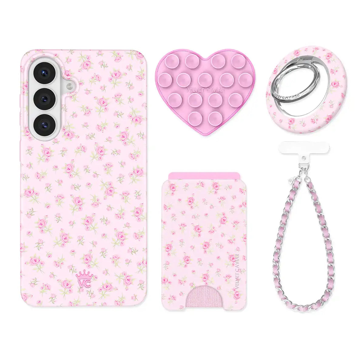 Dainty Pink Floral Samsung Bundle Set