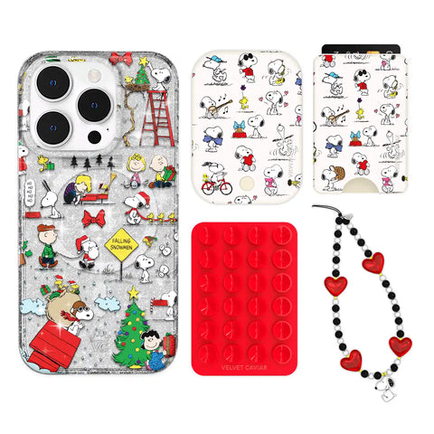 Snoopy Christmas Glitter iPhone Bundle Set - Wallet