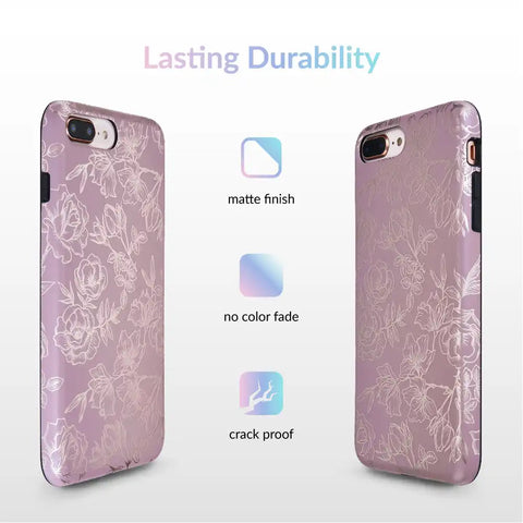 Dusty Rose Chrome Floral iPhone Case